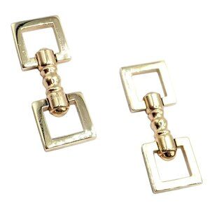 Rare! Vintage Cartier 14k Yellow Gold Square Spring Clasp Cufflinks 1960's